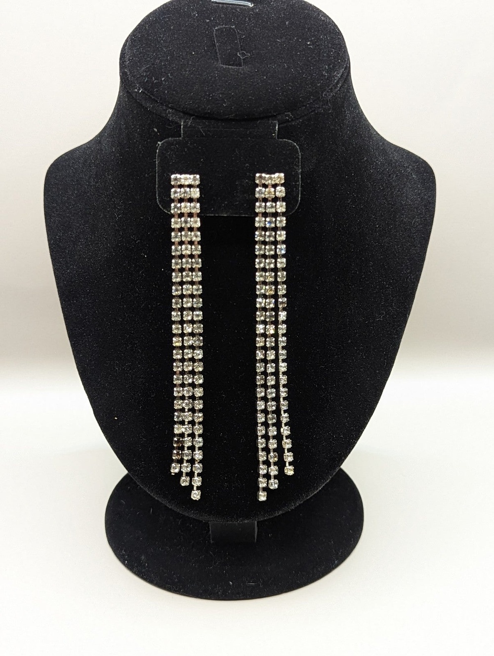 Long Tassel Rhinestone Earrings